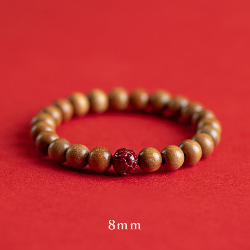 Bracelet Lotus Bois de Pêcher & Cinabre – Protection & Harmonie