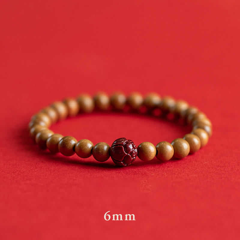 Bracelet Lotus Bois de Pêcher & Cinabre – Protection & Harmonie
