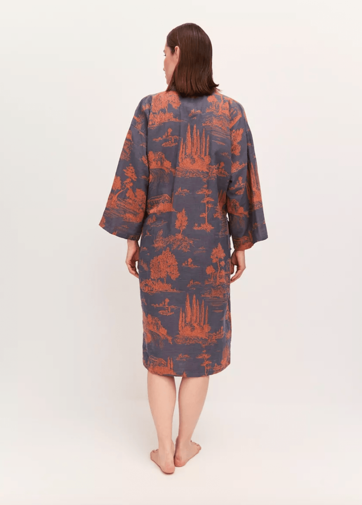 Peignoir kimono femme coton bleu – Kaido