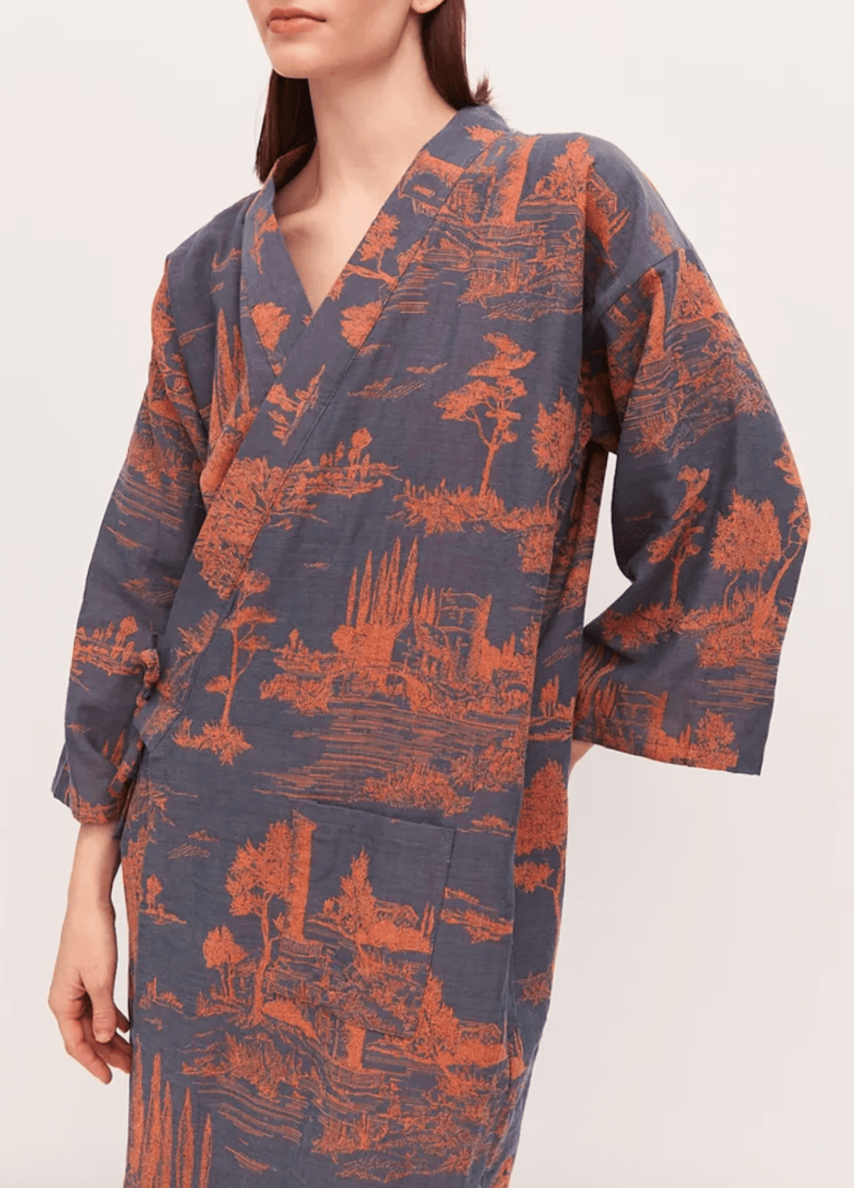 Peignoir kimono femme coton bleu – Kaido