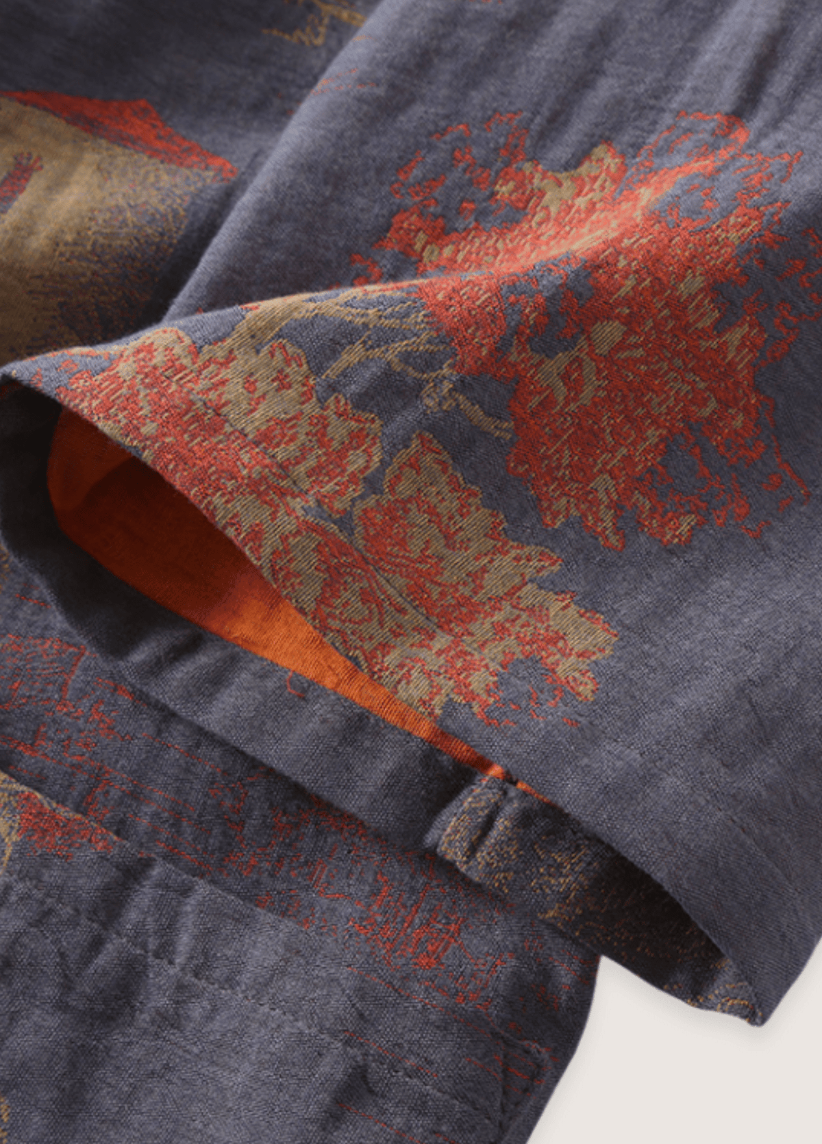 Peignoir kimono femme coton motif érable bleu – Momiji