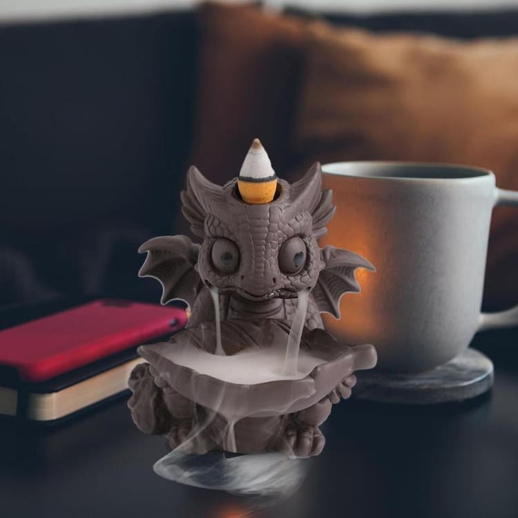 Porte-Encens Dragon & Feuille – Support Encens Décoratif en Résine pour Bâtons & Cônes