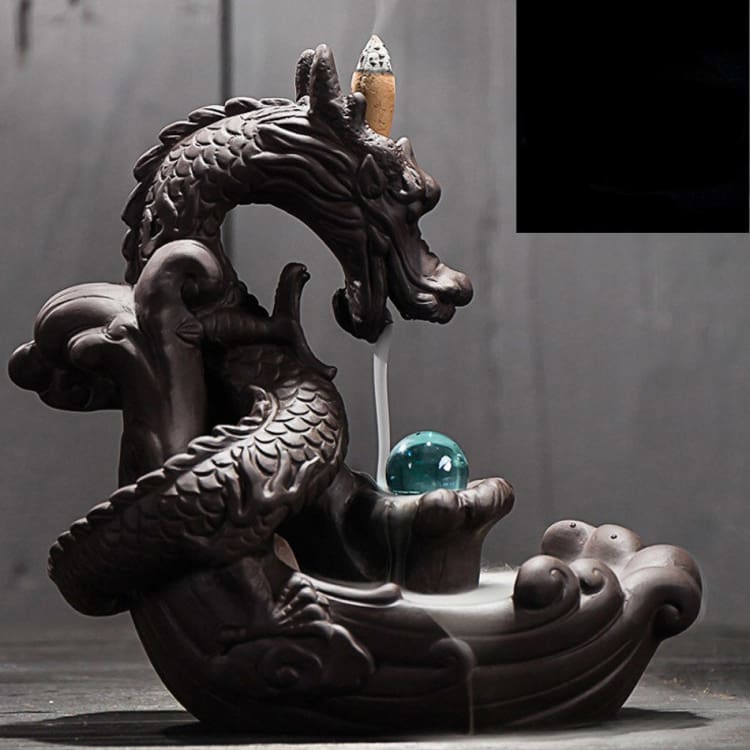 Porte-Encens “Dragon Sacré” – Support Décoratif en Résine pour Encens Bâton & Cône