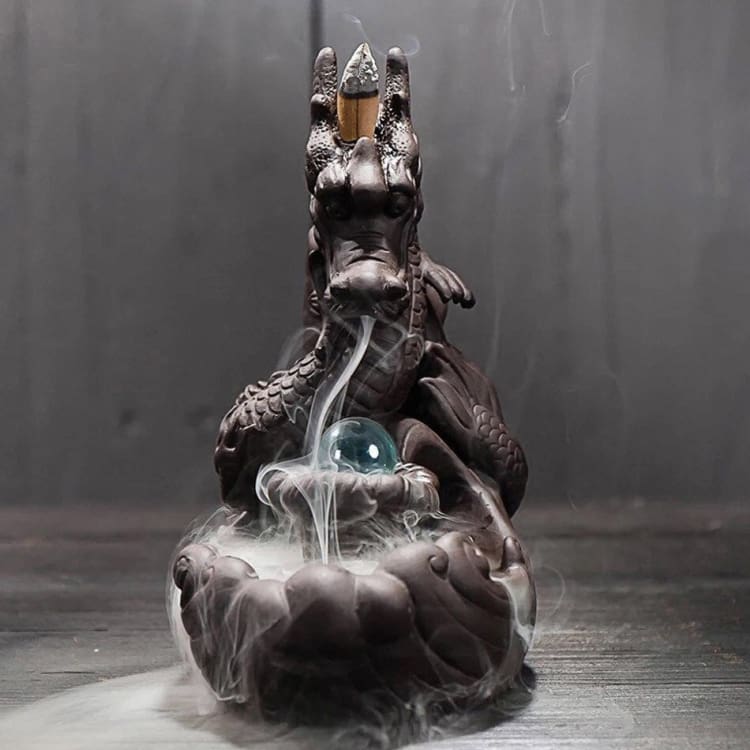 Porte-Encens “Dragon Sacré” – Support Décoratif en Résine pour Encens Bâton & Cône