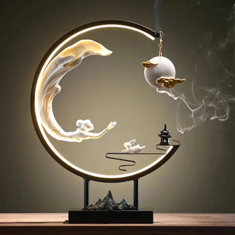 Clair de Silence · Porte-Encens LED Lune & Montagne