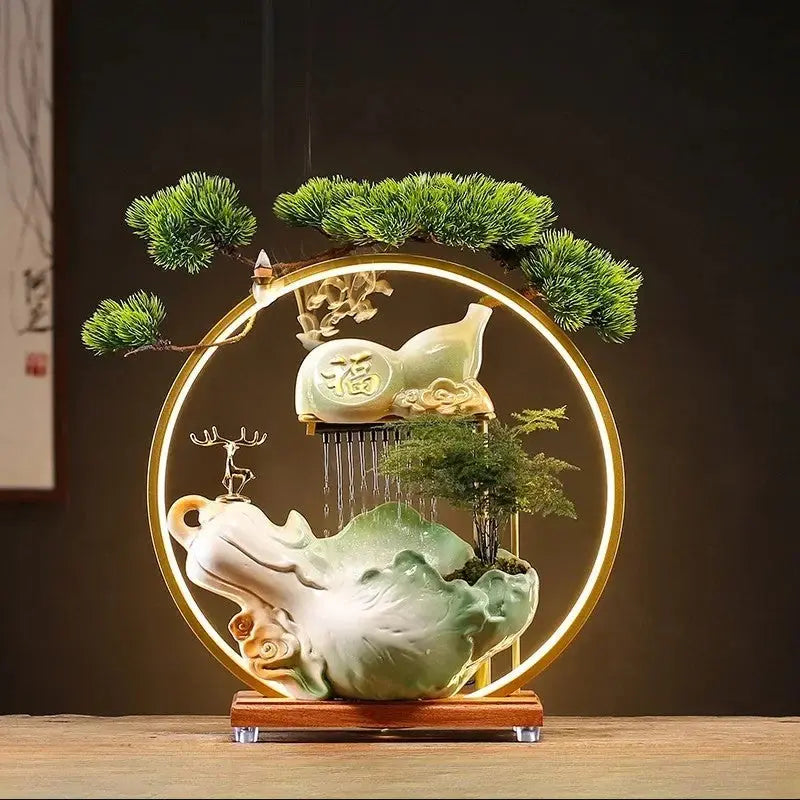 Grâce Dorée · Fontaine d’Encens LED au Cerf