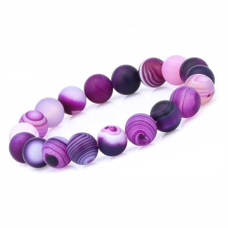 Bracelet en Onyx Violet Mat (19 cm)