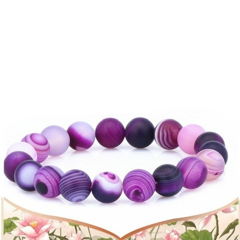 Bracelet en Onyx Violet Mat (19 cm)