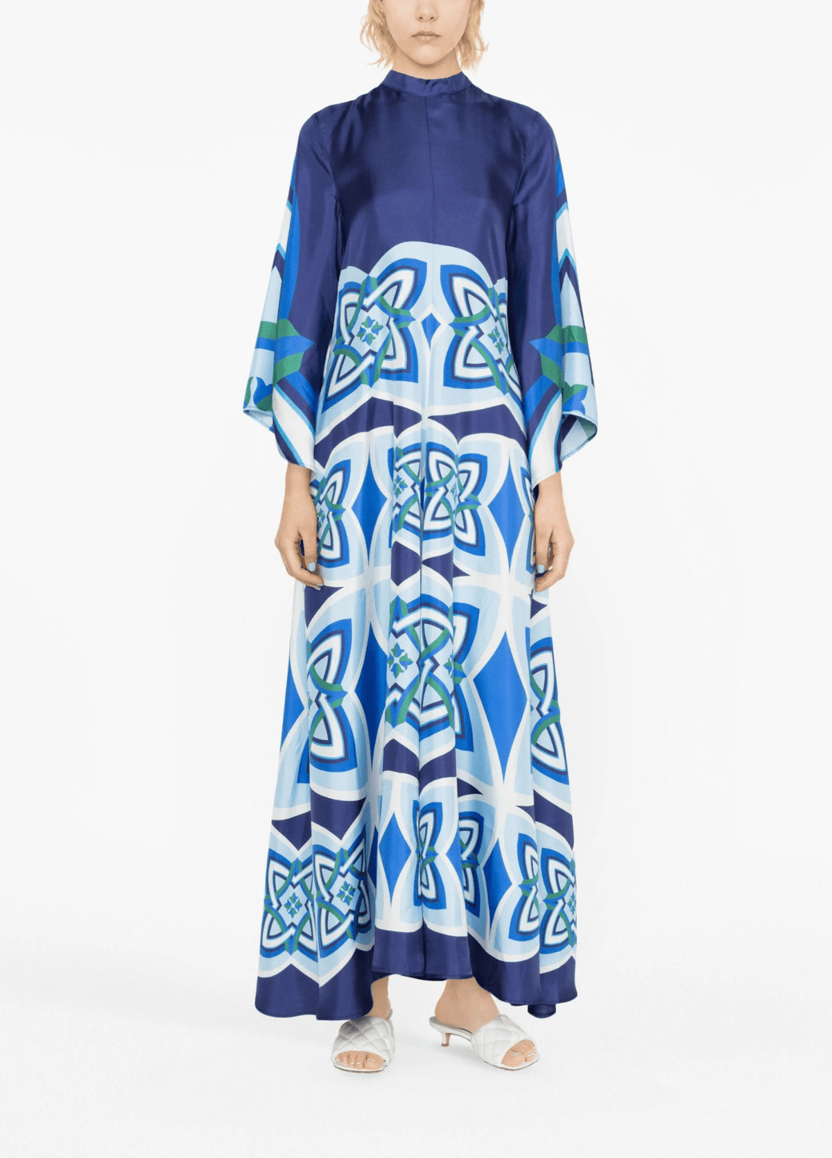 Robe kimono femme géométrique bleu – Saphir