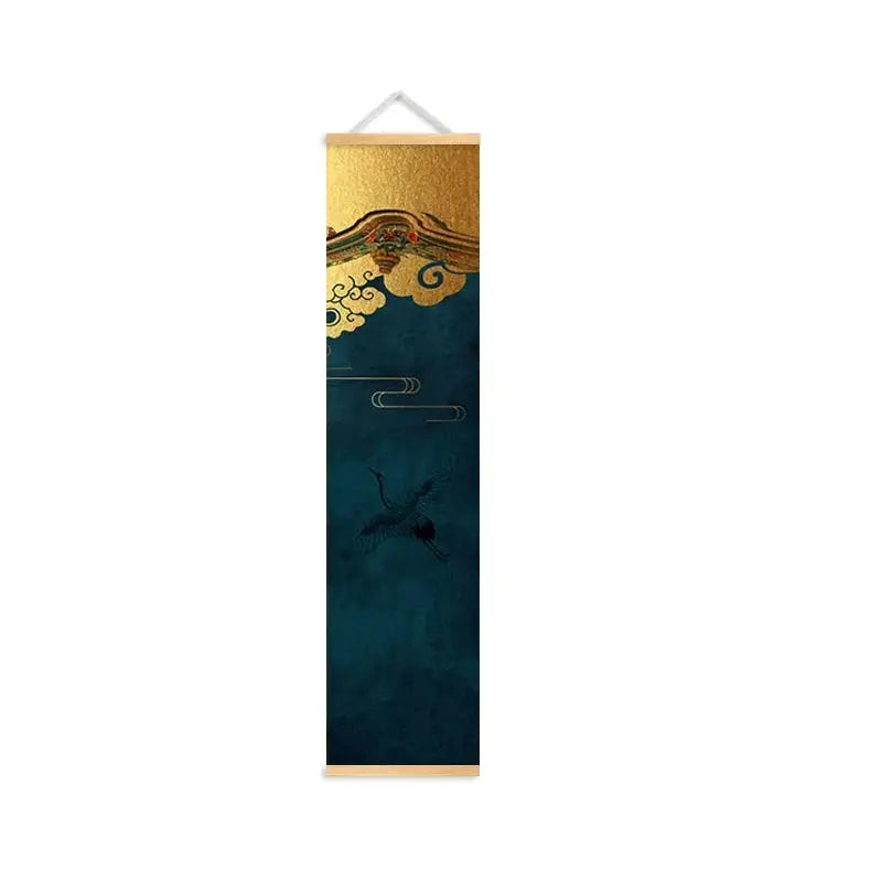 Kakemono Japonais Zen aux Grues et Fleurs de Cerisier