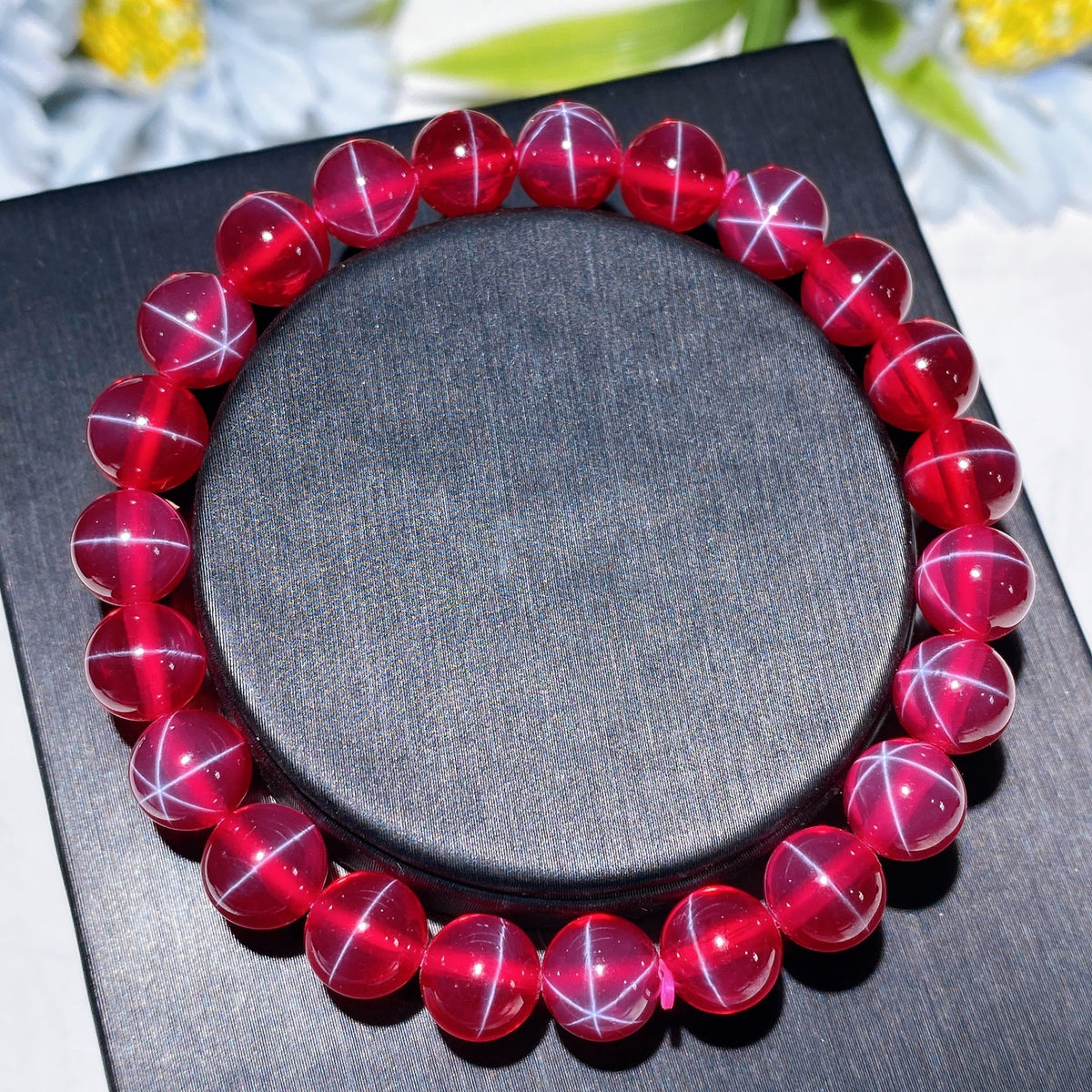 Parure Rubis Étoilé Naturel Réactif UV en Argent 925