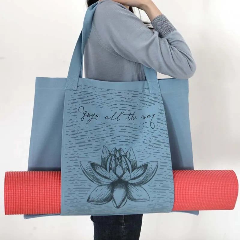 Sac de yoga en toile imprimé lotus – Rose, Bleu ou Vert