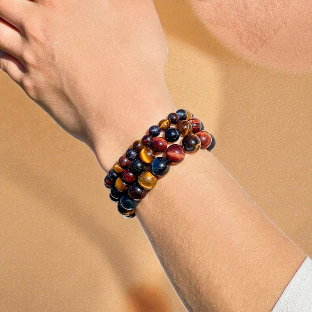 Bracelet Oeil Multiple en Oeil de Tigre, Oeil de Taureau & Oeil de Faucon