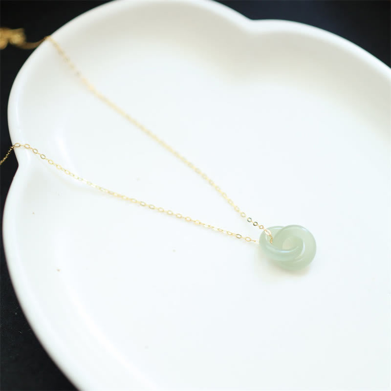 Collier Double Boucle de la Paix en Jade Hetian et Argent Sterling 925
