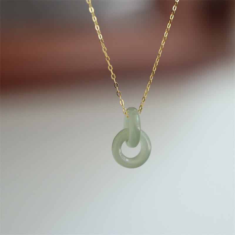 Collier Double Boucle de la Paix en Jade Hetian et Argent Sterling 925