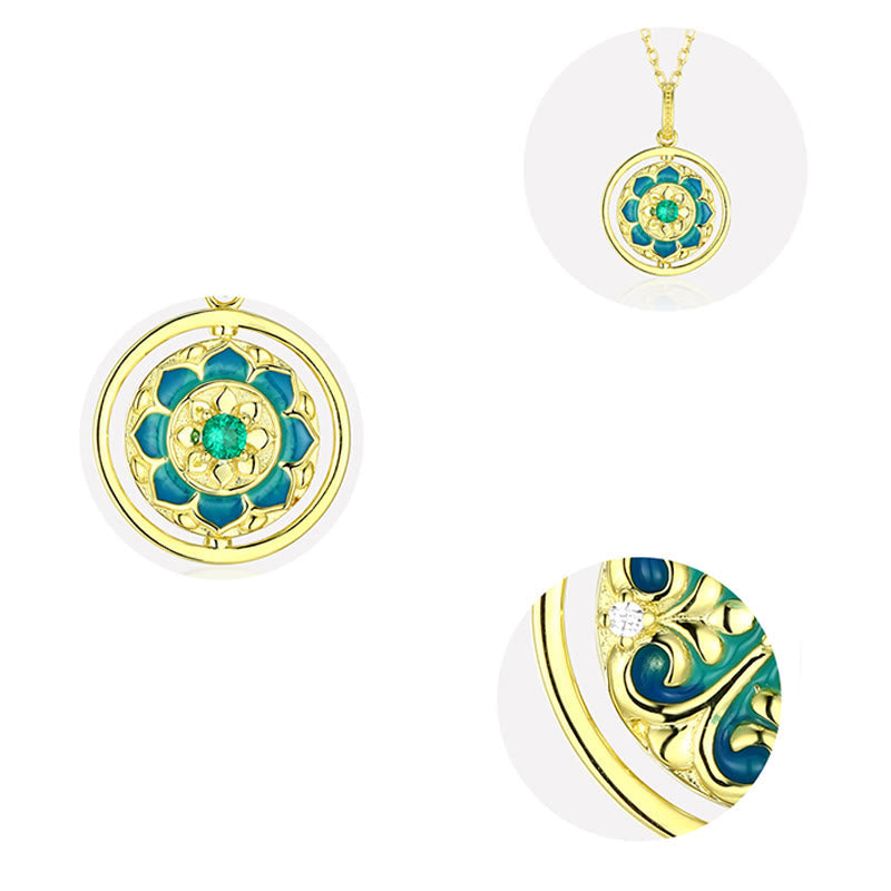 Collier Lotus Argent 925 Rotatif & Zircon – Éveil & Élégance