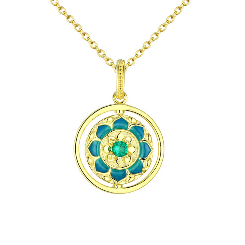 Collier Lotus Argent 925 Rotatif & Zircon – Éveil & Élégance