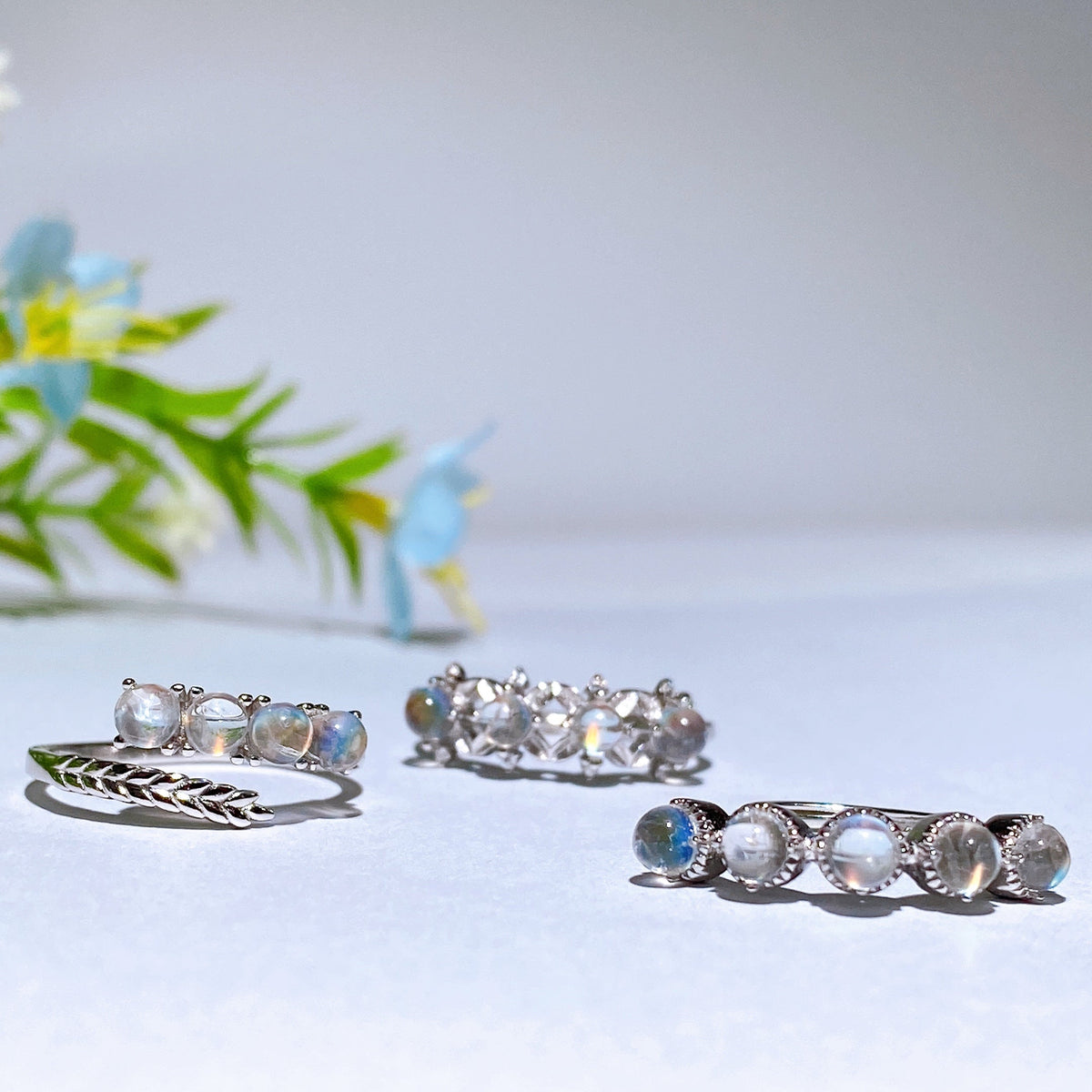 Bague en Pierre de Lune Naturelle & Argent Sterling 925 – Anneau Céleste Unisexe