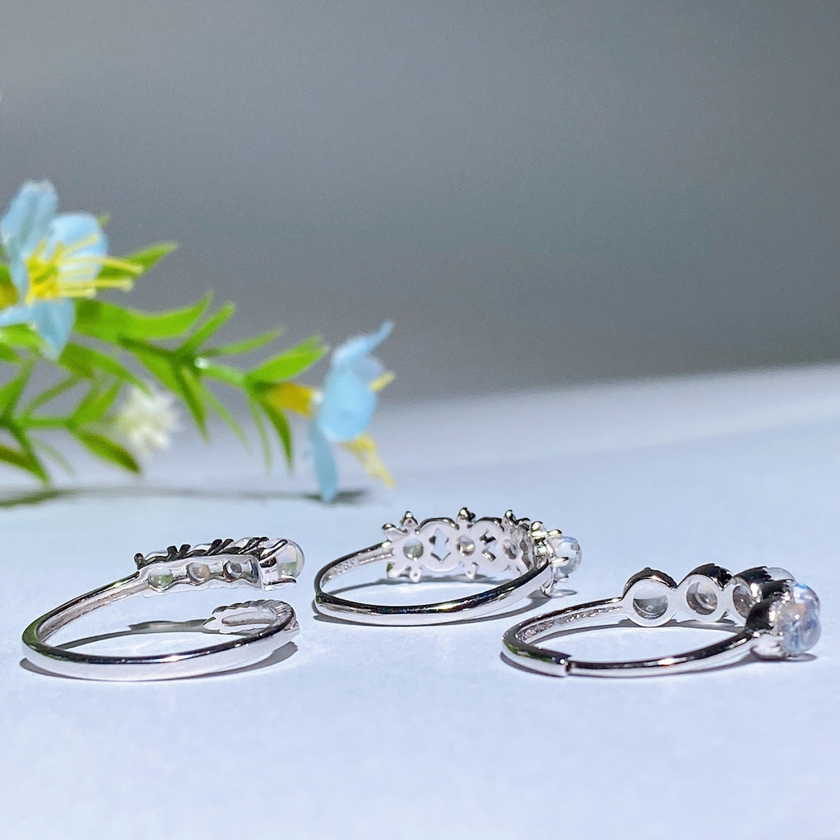 Bague en Pierre de Lune Naturelle & Argent Sterling 925 – Anneau Céleste Unisexe