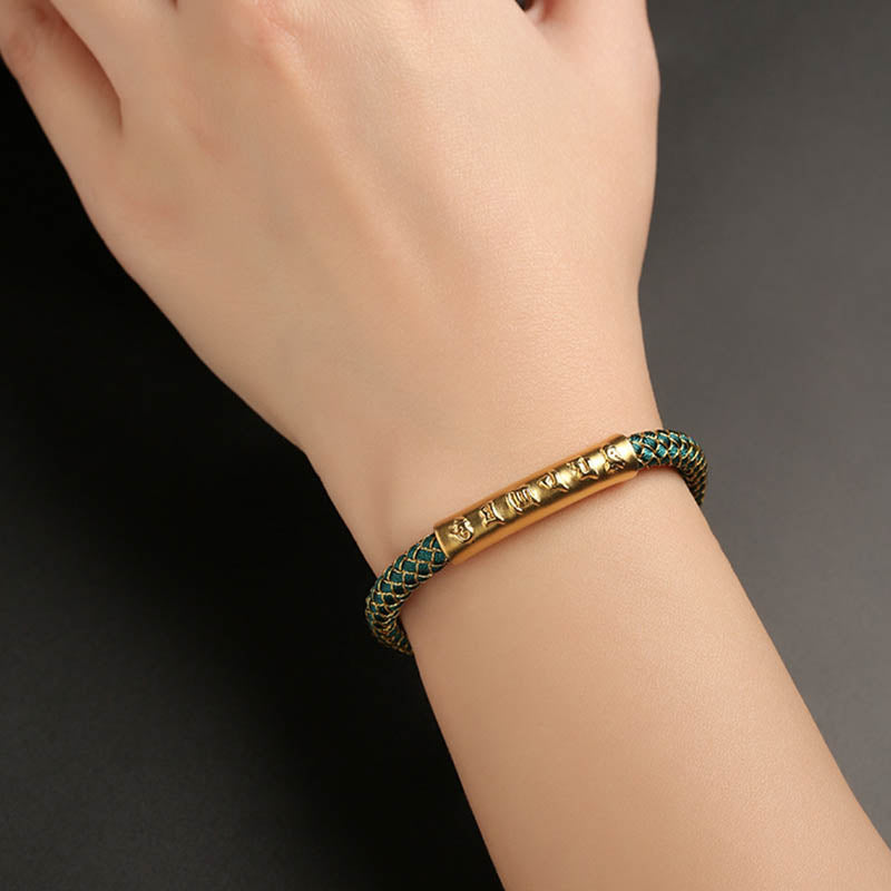 Bracelet Om Mani Padme Hum Argent 999 & Cordon – Pureté & Intention