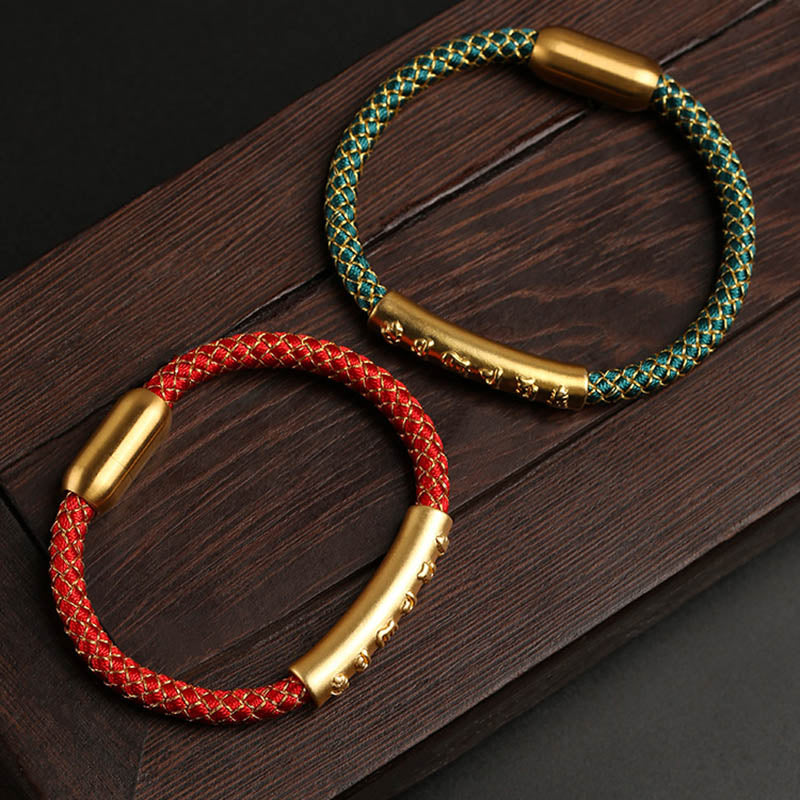 Bracelet Om Mani Padme Hum Argent 999 & Cordon – Pureté & Intention