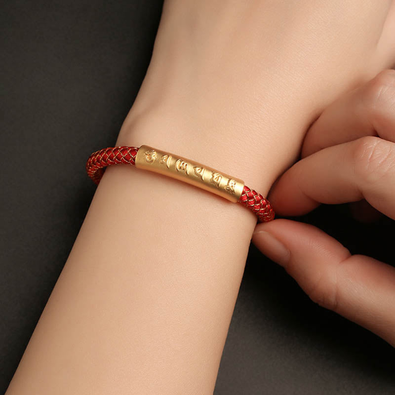 Bracelet Om Mani Padme Hum Argent 999 & Cordon – Pureté & Intention