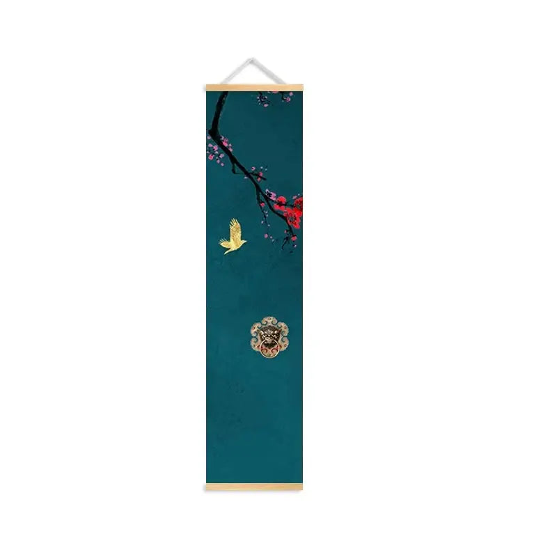 Kakemono Japonais Zen aux Grues et Fleurs de Cerisier