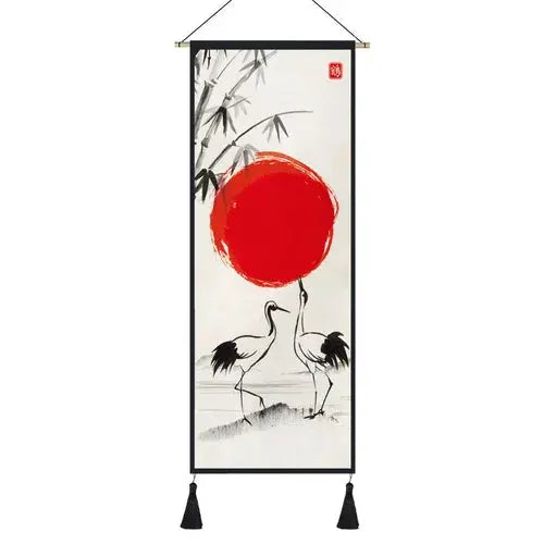 Kakemono Japonais Traditionnel Zen aux Symboles Nippons