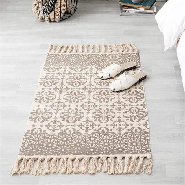 Tapis Zen Turc fait main en coton Kilim avec franges – Ambiance Zen & Déco