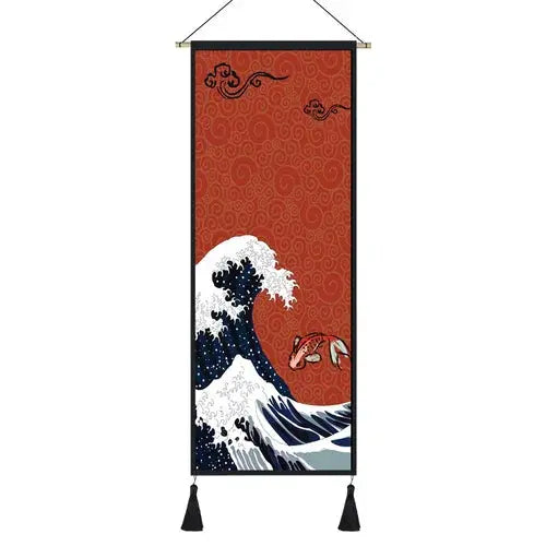 Kakemono Japonais Traditionnel Zen aux Symboles Nippons