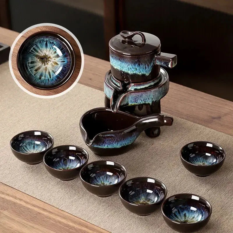 Service de Thé Gongfu Cha en Céramique Décorée, Élégance & Tradition