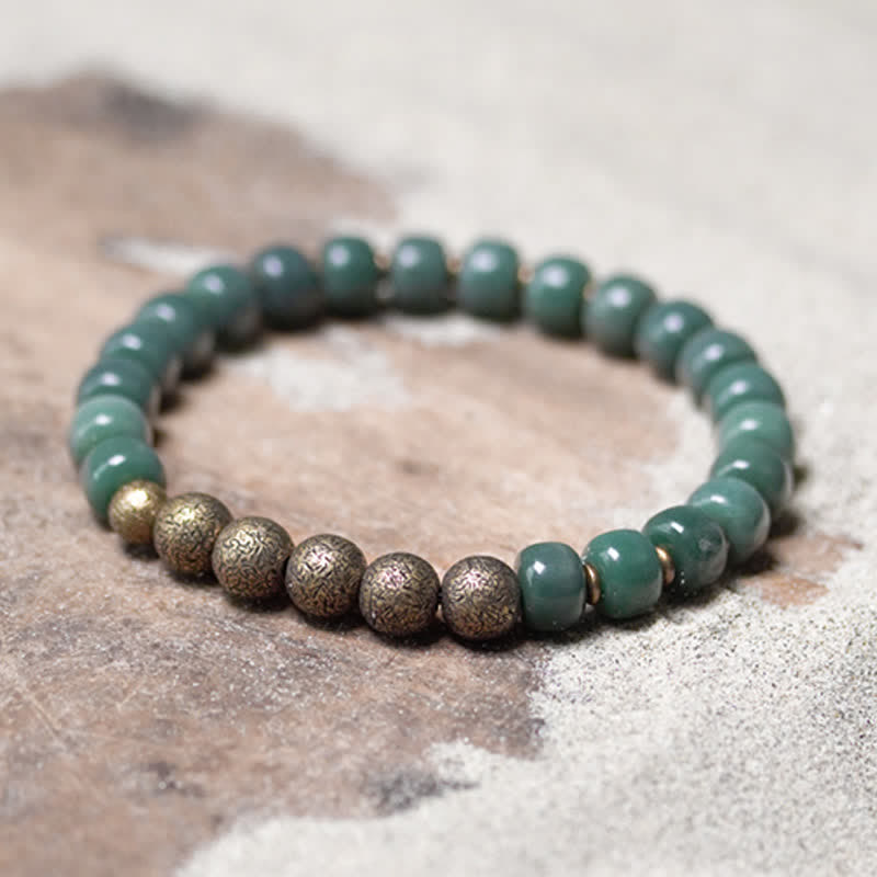 Bracelet Graines de Bodhi & Cuivre – 6×8 mm