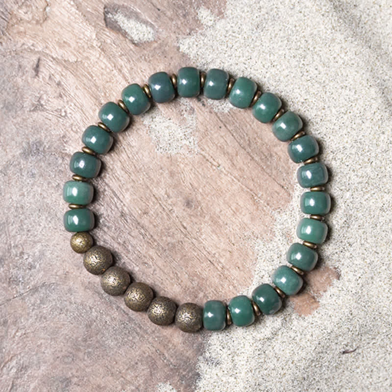 Bracelet Graines de Bodhi & Cuivre – 6×8 mm