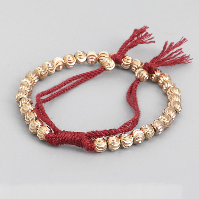Bracelet Spirituel Tibétain en Perles de Cuivre Ajustable