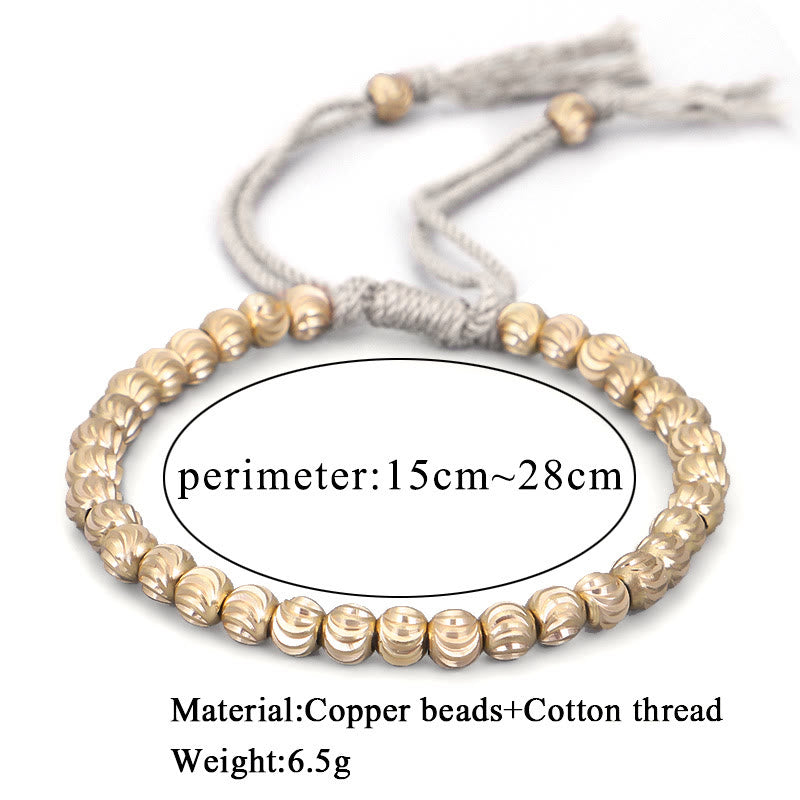 Bracelet Spirituel Tibétain en Perles de Cuivre Ajustable