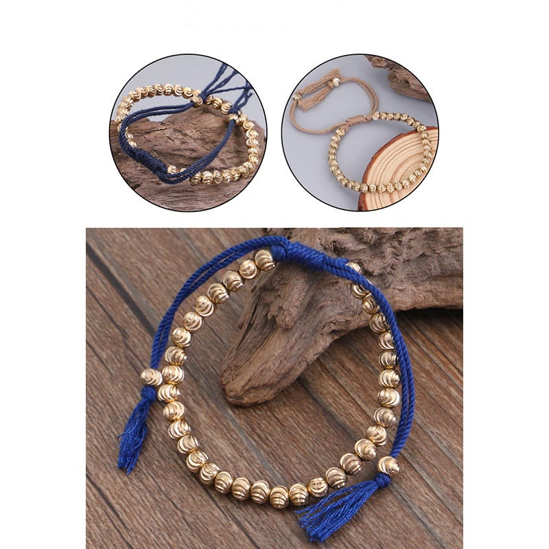 Bracelet Spirituel Tibétain en Perles de Cuivre Ajustable