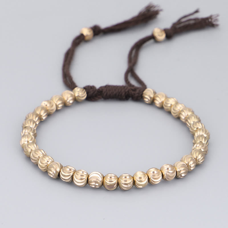 Bracelet Spirituel Tibétain en Perles de Cuivre Ajustable