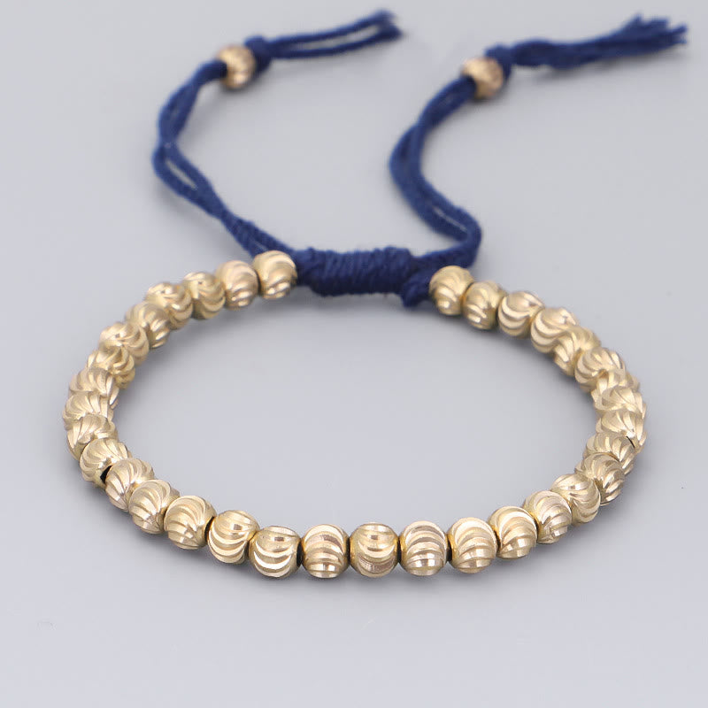 Bracelet Spirituel Tibétain en Perles de Cuivre Ajustable