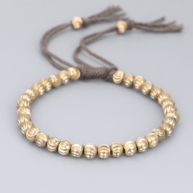 Bracelet Spirituel Tibétain en Perles de Cuivre Ajustable