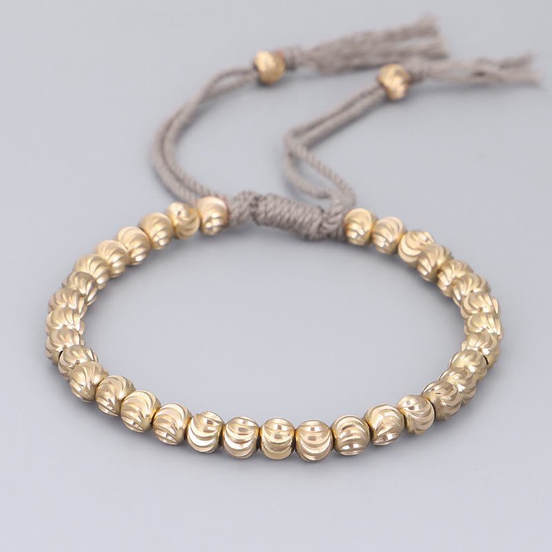 Bracelet Spirituel Tibétain en Perles de Cuivre Ajustable