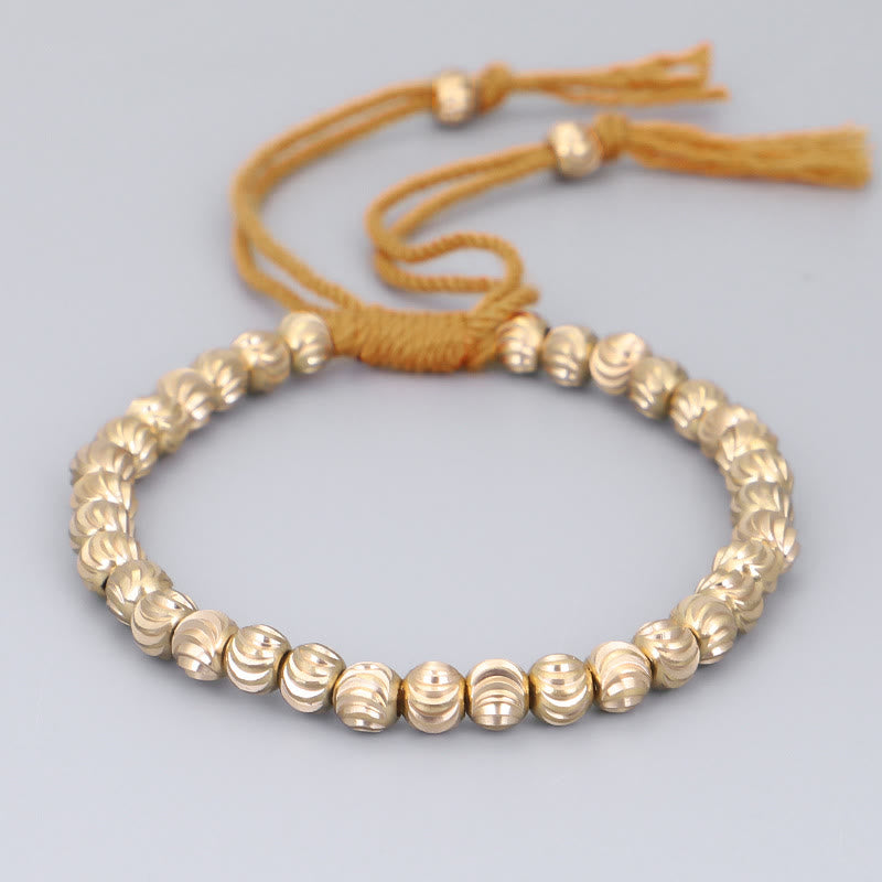 Bracelet Spirituel Tibétain en Perles de Cuivre Ajustable