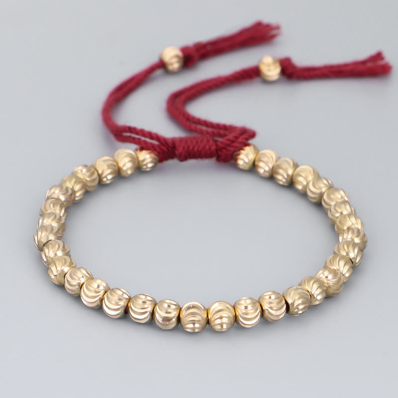 Bracelet Spirituel Tibétain en Perles de Cuivre Ajustable