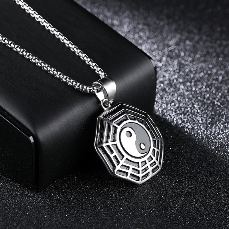 Pendentif Unisexe Yin Yang Bagua en Acier Titane (38 × 33 mm)