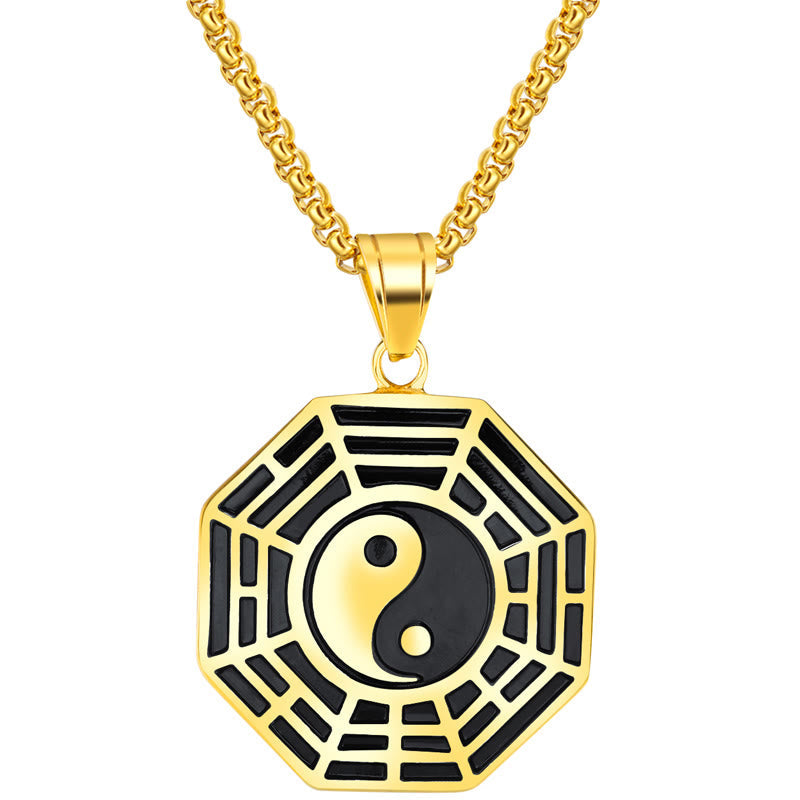 Pendentif Unisexe Yin Yang Bagua en Acier Titane (38 × 33 mm)