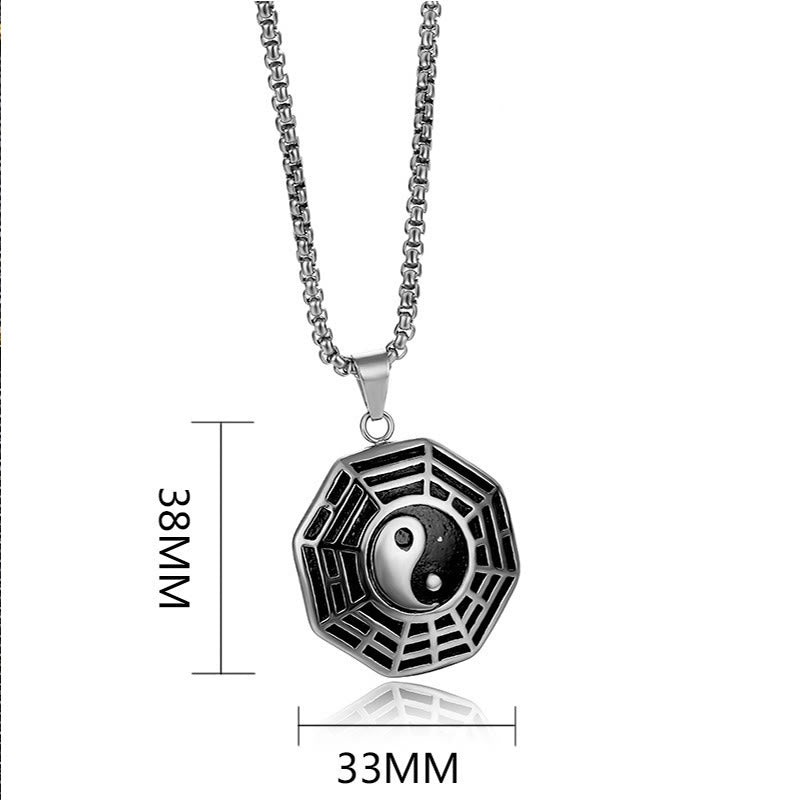 Pendentif Unisexe Yin Yang Bagua en Acier Titane (38 × 33 mm)