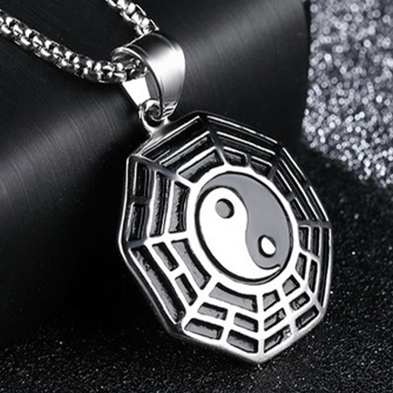 Pendentif Unisexe Yin Yang Bagua en Acier Titane (38 × 33 mm)