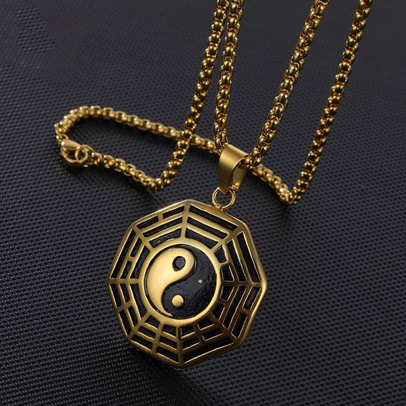 Pendentif Unisexe Yin Yang Bagua en Acier Titane (38 × 33 mm)