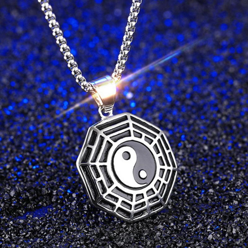 Pendentif Unisexe Yin Yang Bagua en Acier Titane (38 × 33 mm)