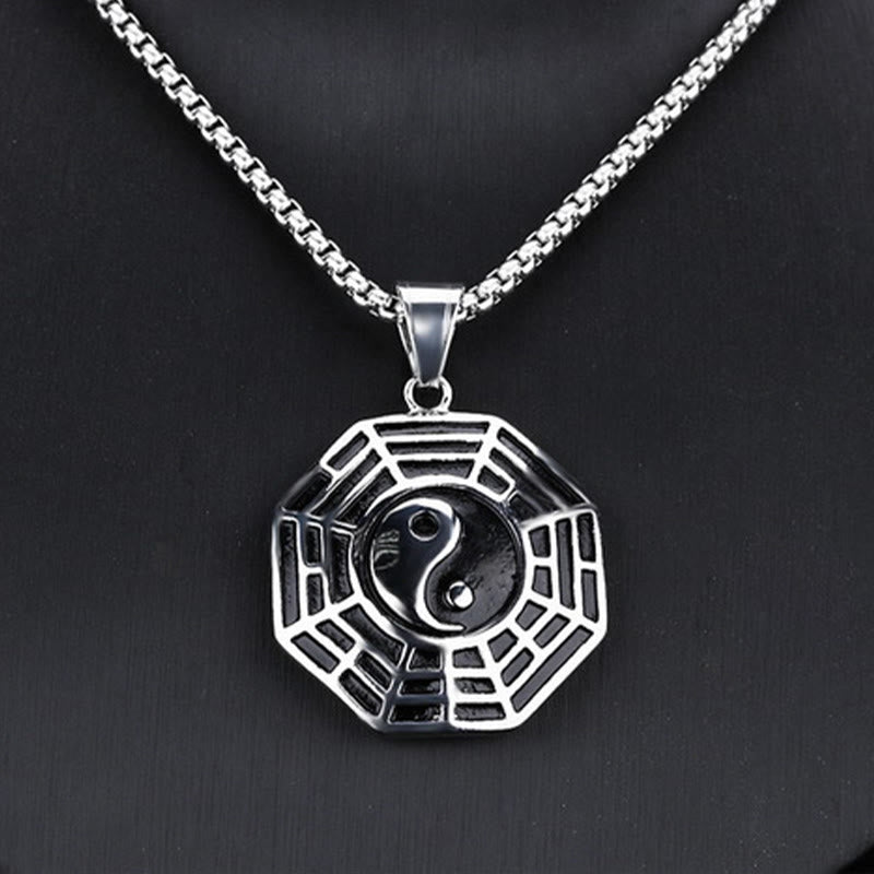 Pendentif Unisexe Yin Yang Bagua en Acier Titane (38 × 33 mm)