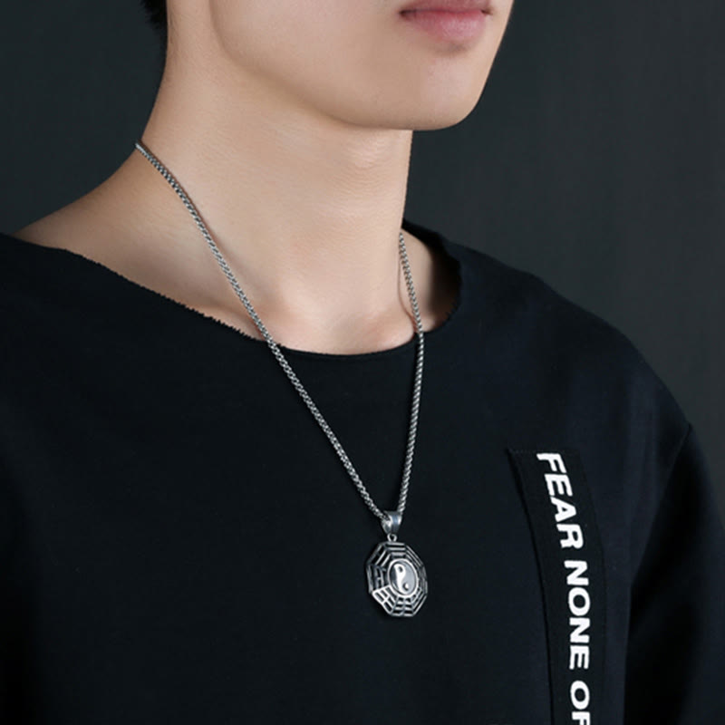 Pendentif Unisexe Yin Yang Bagua en Acier Titane (38 × 33 mm)